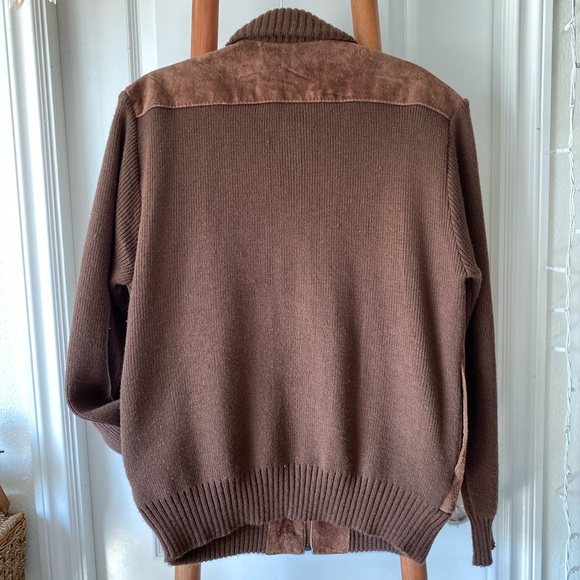 Brown leather and knit jacket - Picture 4 of 4